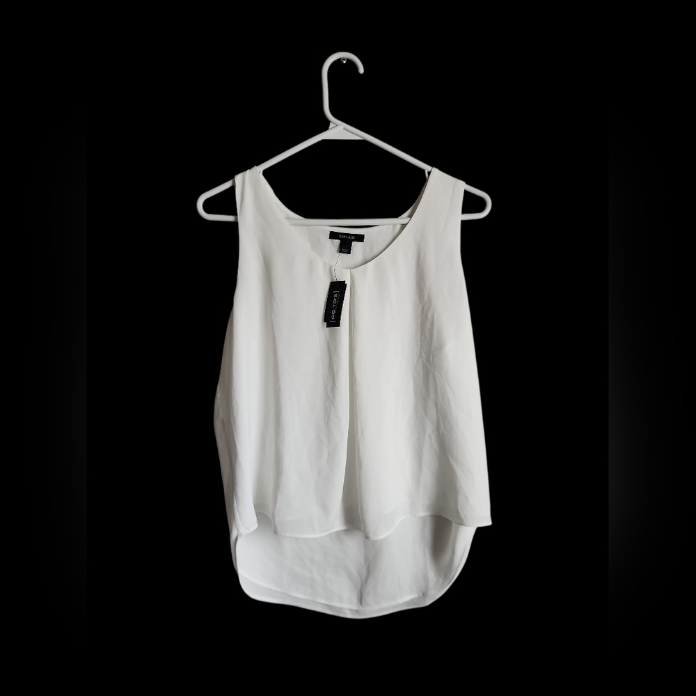 RW&CO. White Sleeveless Layered Chiffon Blouse
